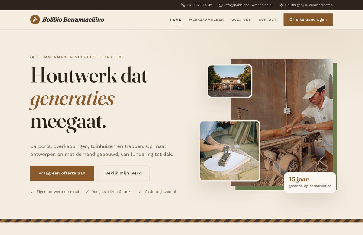 Timmerman Bobbie Bouwmachine — Voorbeeld 1