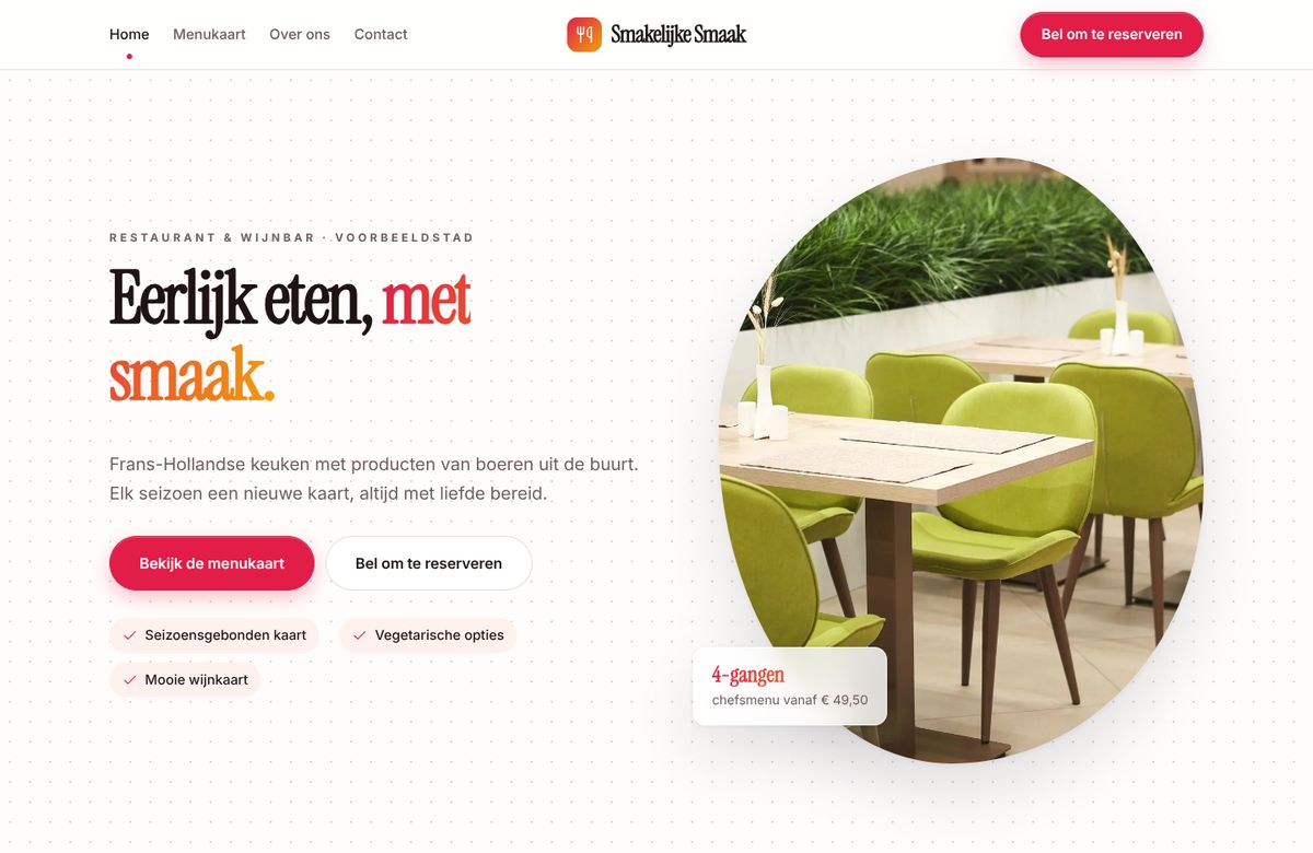 Restaurant Smakelijke Smaak — Voorbeeld 3